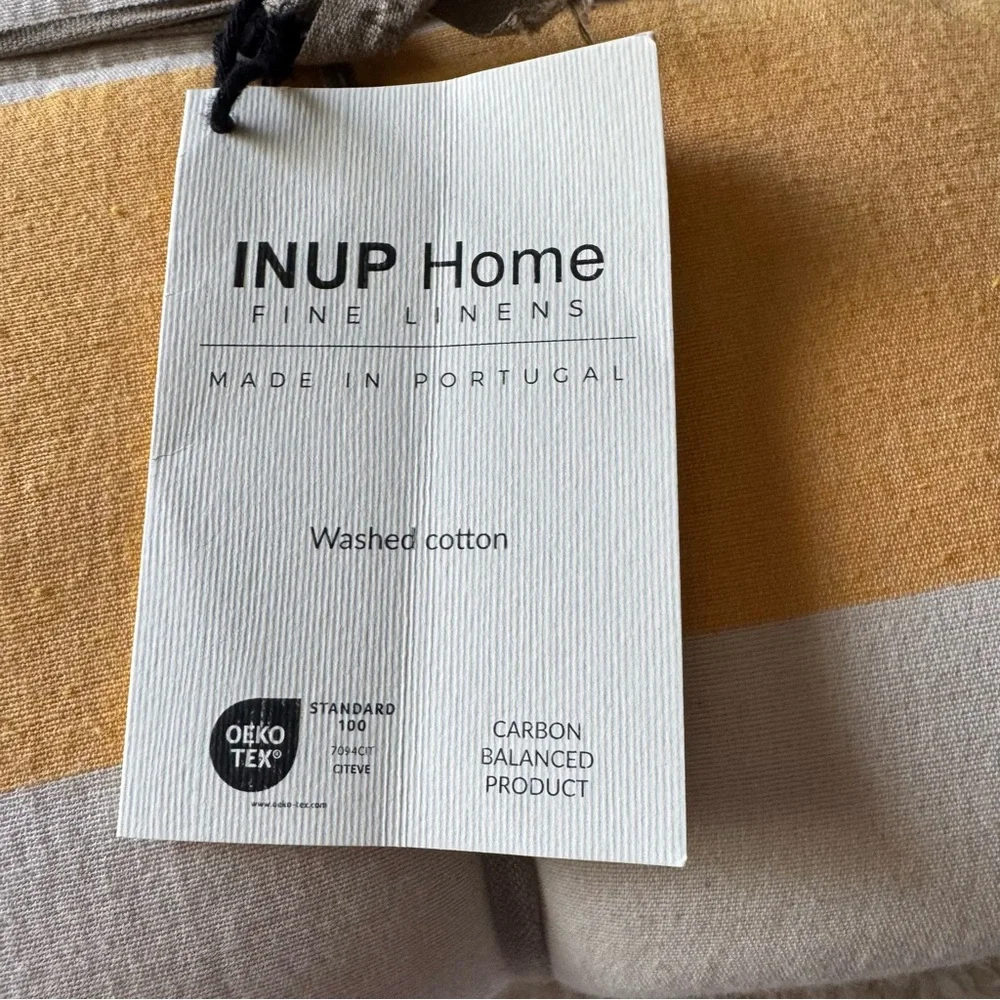 INUP KING 3-pc reversible Quilt set YELLOW wide/narrow stripe PORTUGAL NEW